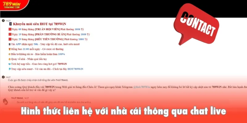 Hình thức liên hệ với nhà cái thông qua chat live
